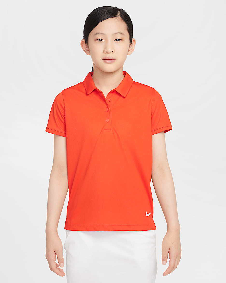 Polo de golf para niña talla grande Nike Dri-FIT Victory - Rojo picante/Blanco