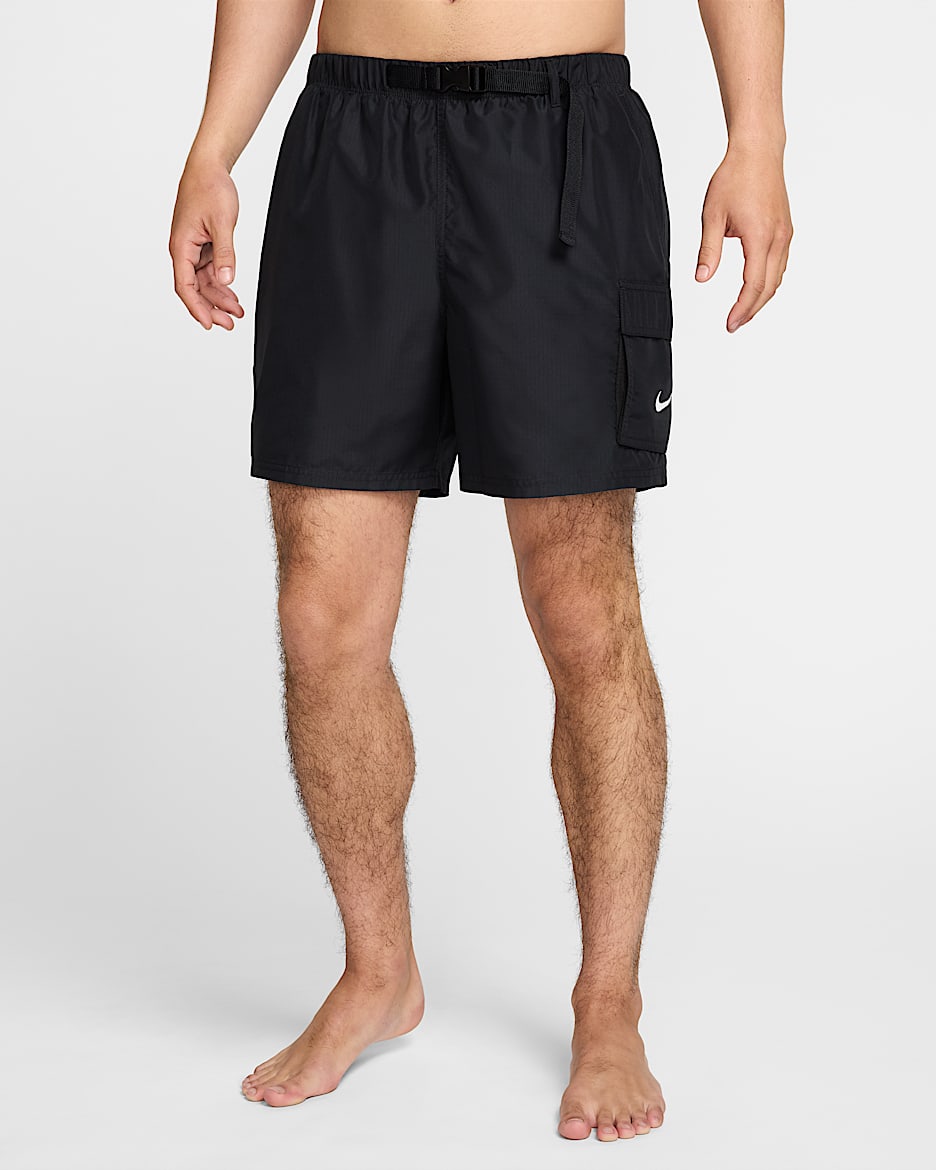 Shorts cargo de 13 cm con forro de ropa interior para hombre Nike Swim Voyage - Negro