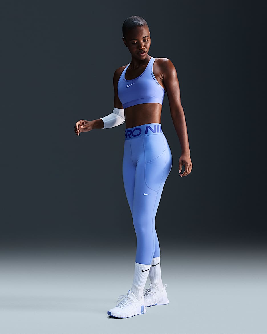 Nike Pro Sculpt Women's High-Waisted 7/8 Leggings with Pockets - Royal Pulse/White