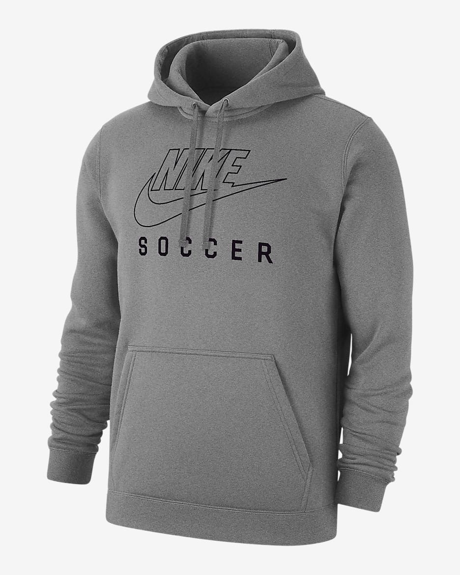 Nike Swoosh Club Fleece Men's Soccer Pullover Hoodie - Dark Grey Heather