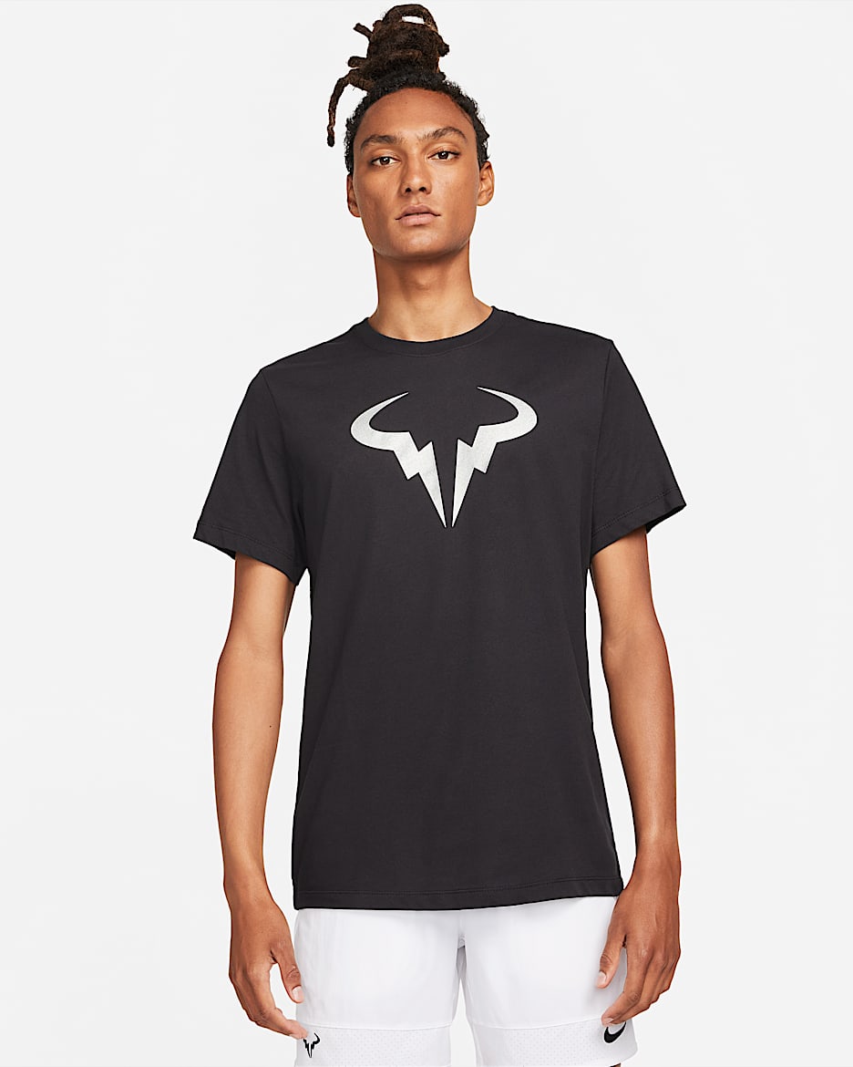 Playera de tenis para hombre NikeCourt Dri-FIT Rafa - Negro/Plata metalizado