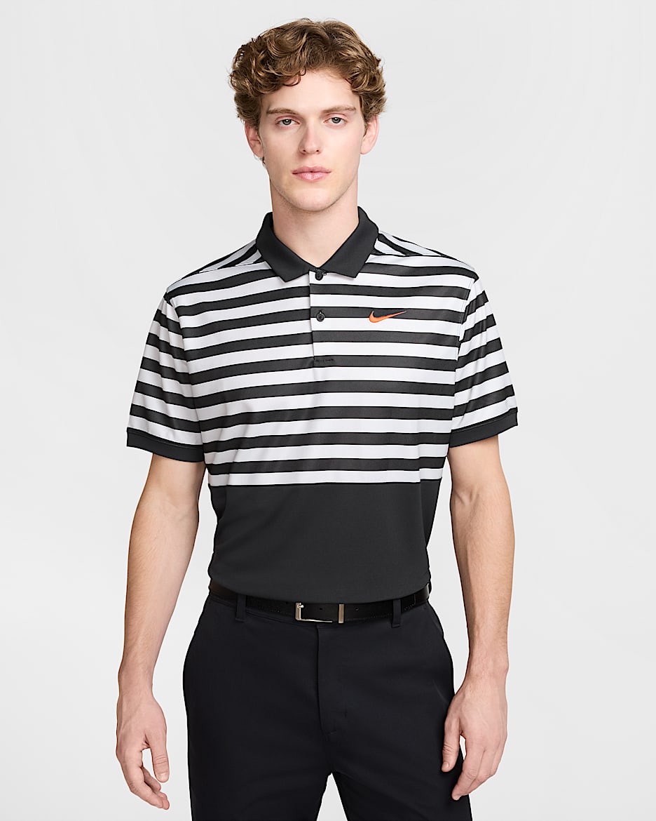 Nike Victory+ Dri-FIT Erkek Golf Polo Üstü - Siyah/Team Orange