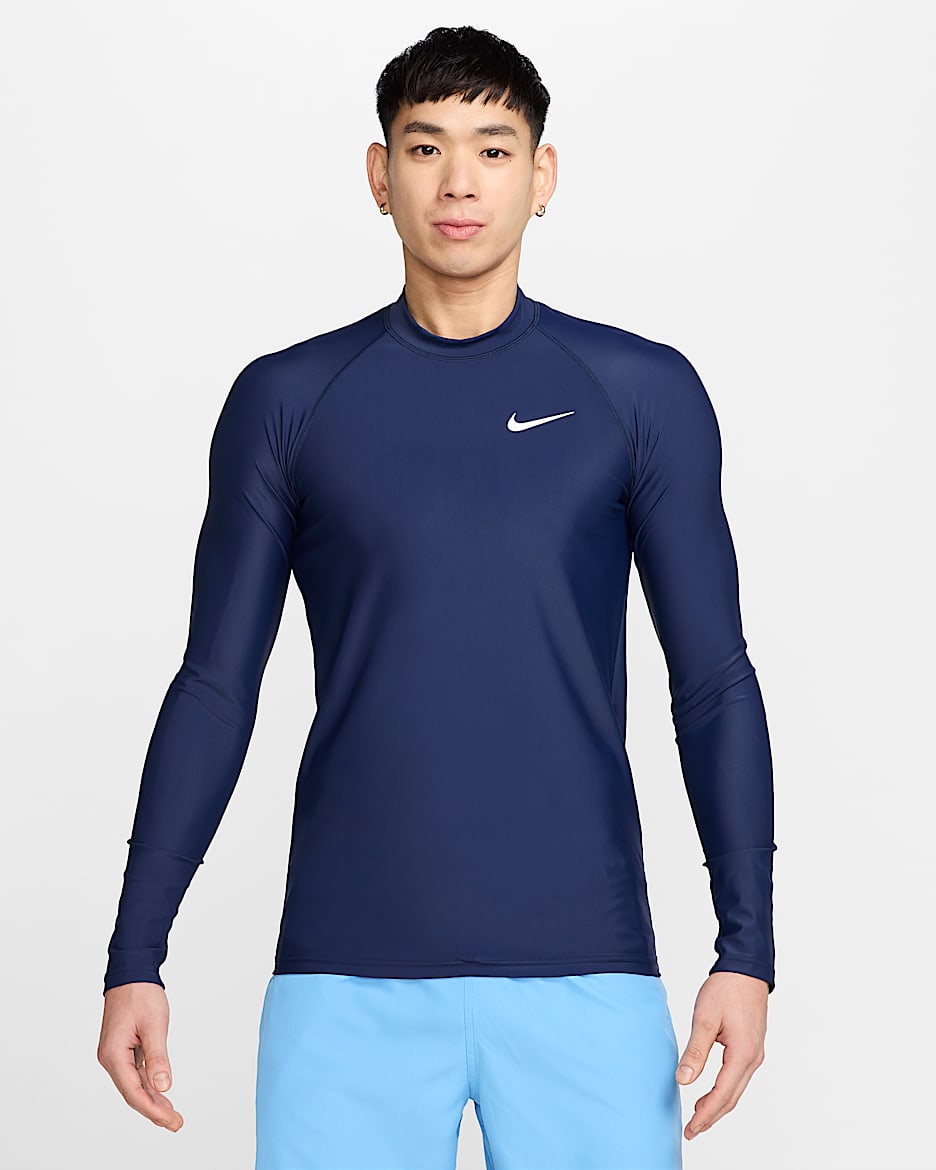 Rashguard de manga larga para hombre Nike Swim Whitewater - Azul marino medianoche