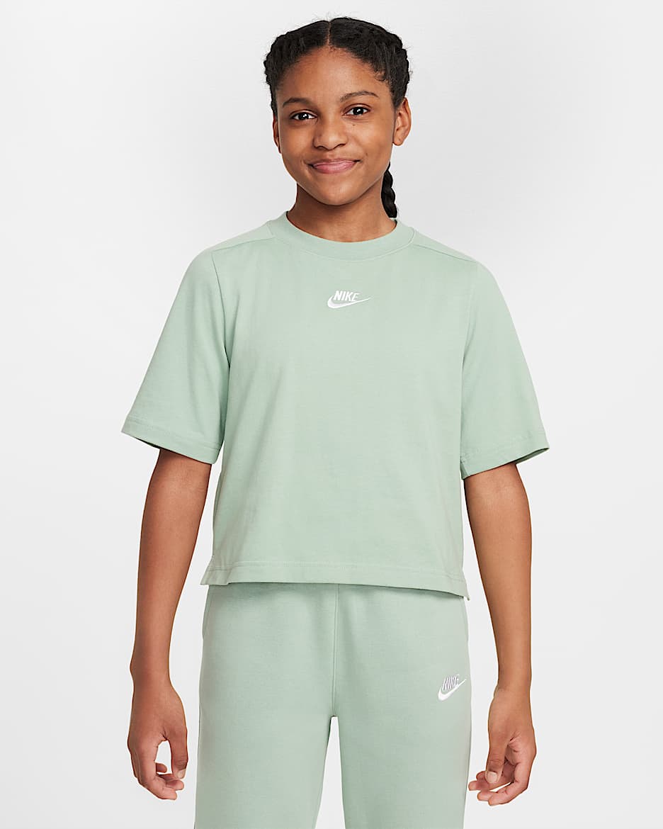 Haut à manches courtes Nike Sportswear pour Fille plus âgée - Steam/Blanc