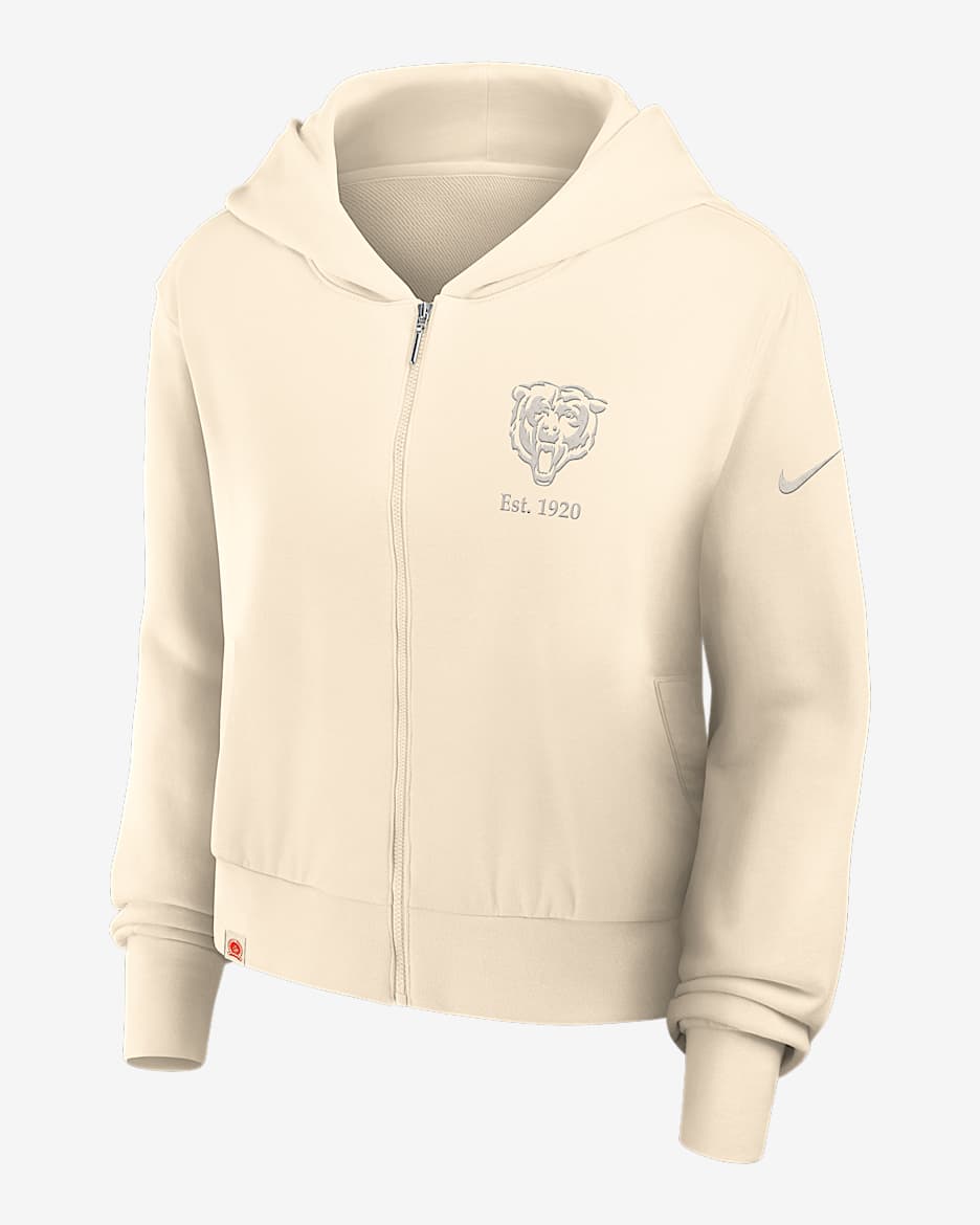 Chicago Bears Established Women’s Nike NFL Full-Zip Hoodie - Natural