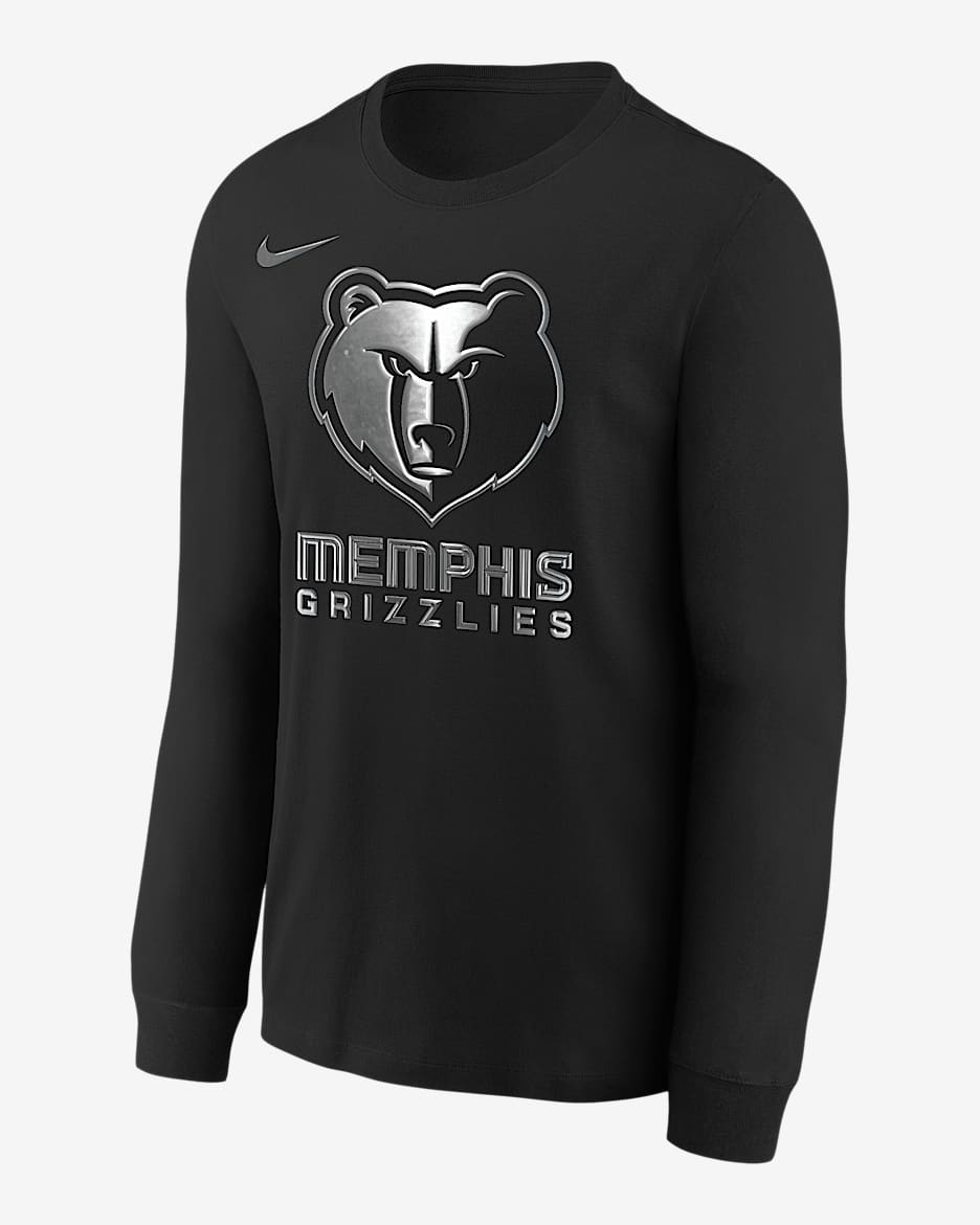 Memphis Grizzlies Courtside Big Kids' Nike NBA Boxy Long-Sleeve T-Shirt - Black