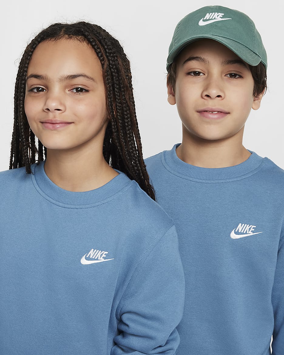 Sudadera para niños talla grande Nike Sportswear Club Fleece - Tormenta del Egeo/Blanco