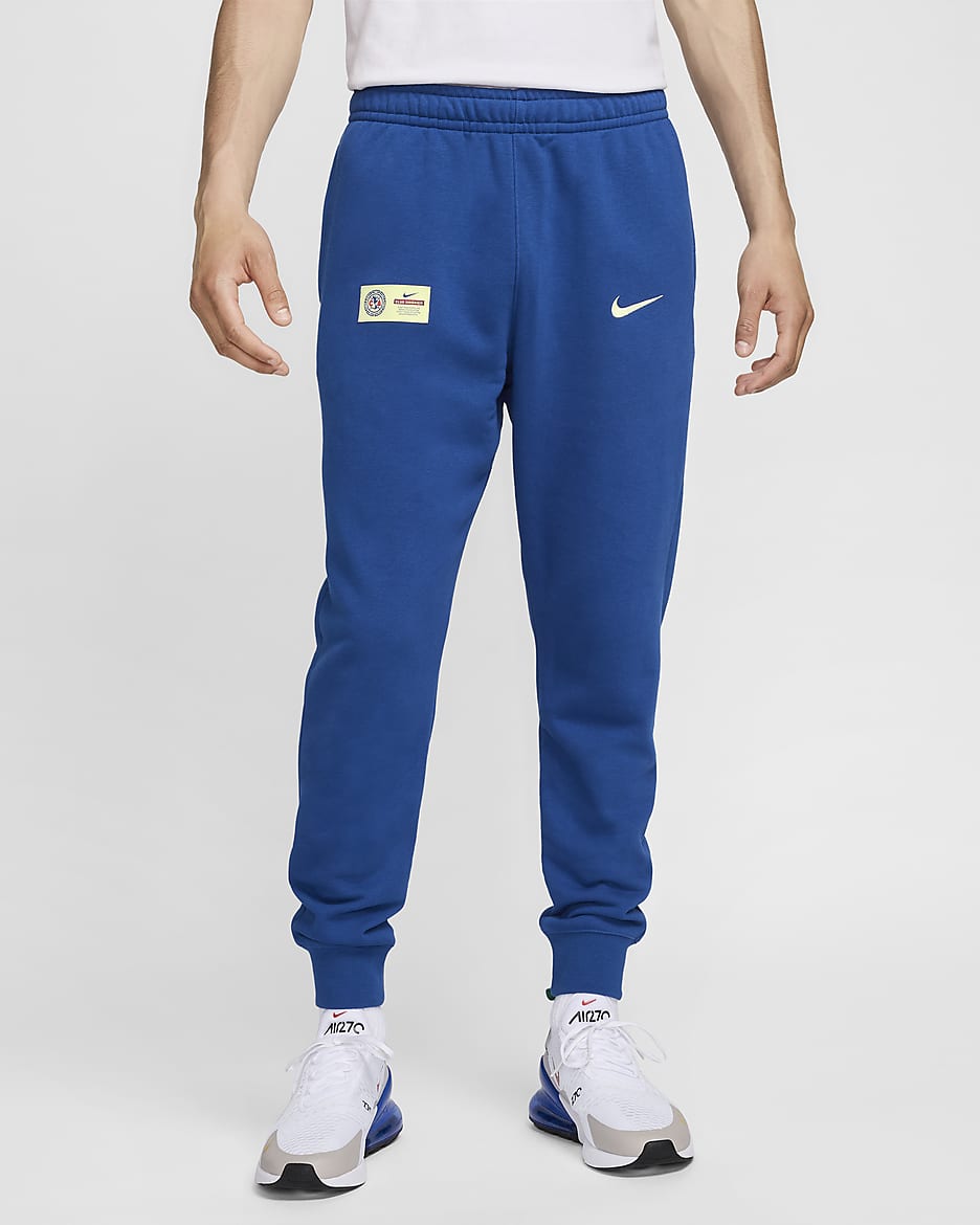 Joggers de fútbol Nike de French Terry para hombre Club América - Azul gimnasio/Chifón limón