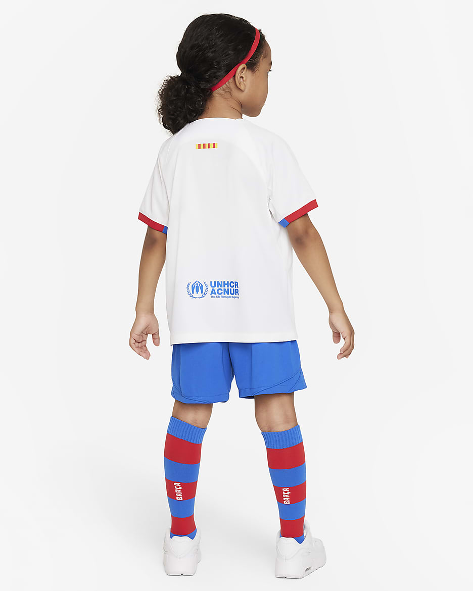 F.C. Barcelona 2023/24 Away Younger Kids' Nike Dri-FIT 3-Piece Kit. Nike AU