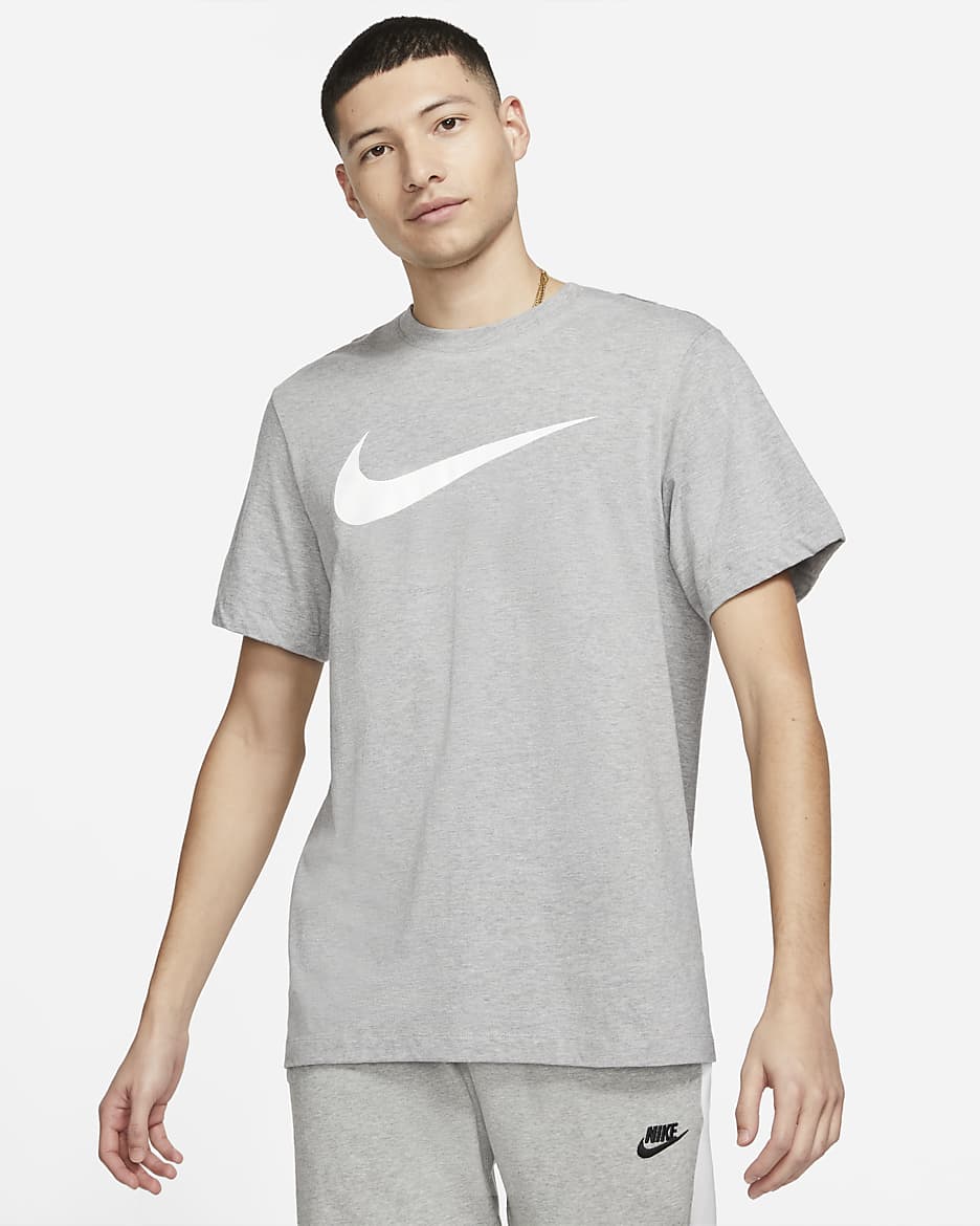 Nike Sportswear Swoosh Men's T-Shirt - Dark Grey Heather/White