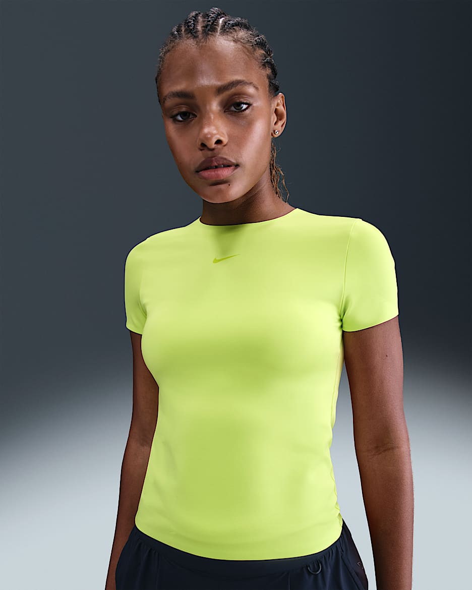 Nike Form Women's Short-Sleeve Top - Cyber/Bright Cactus