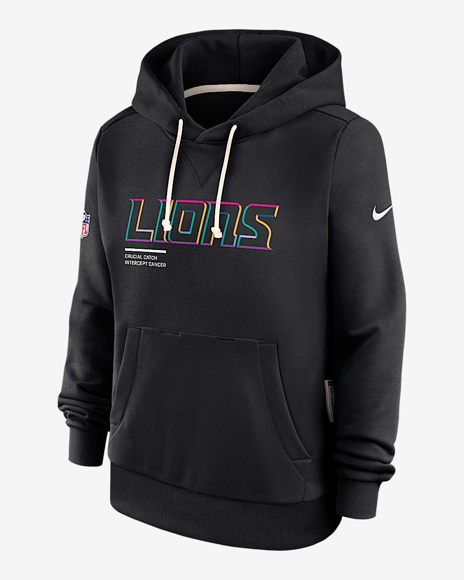 Detroit Lions Crucial Catch Women's Nike Dri-FIT NFL Pullover Hoodie - Black