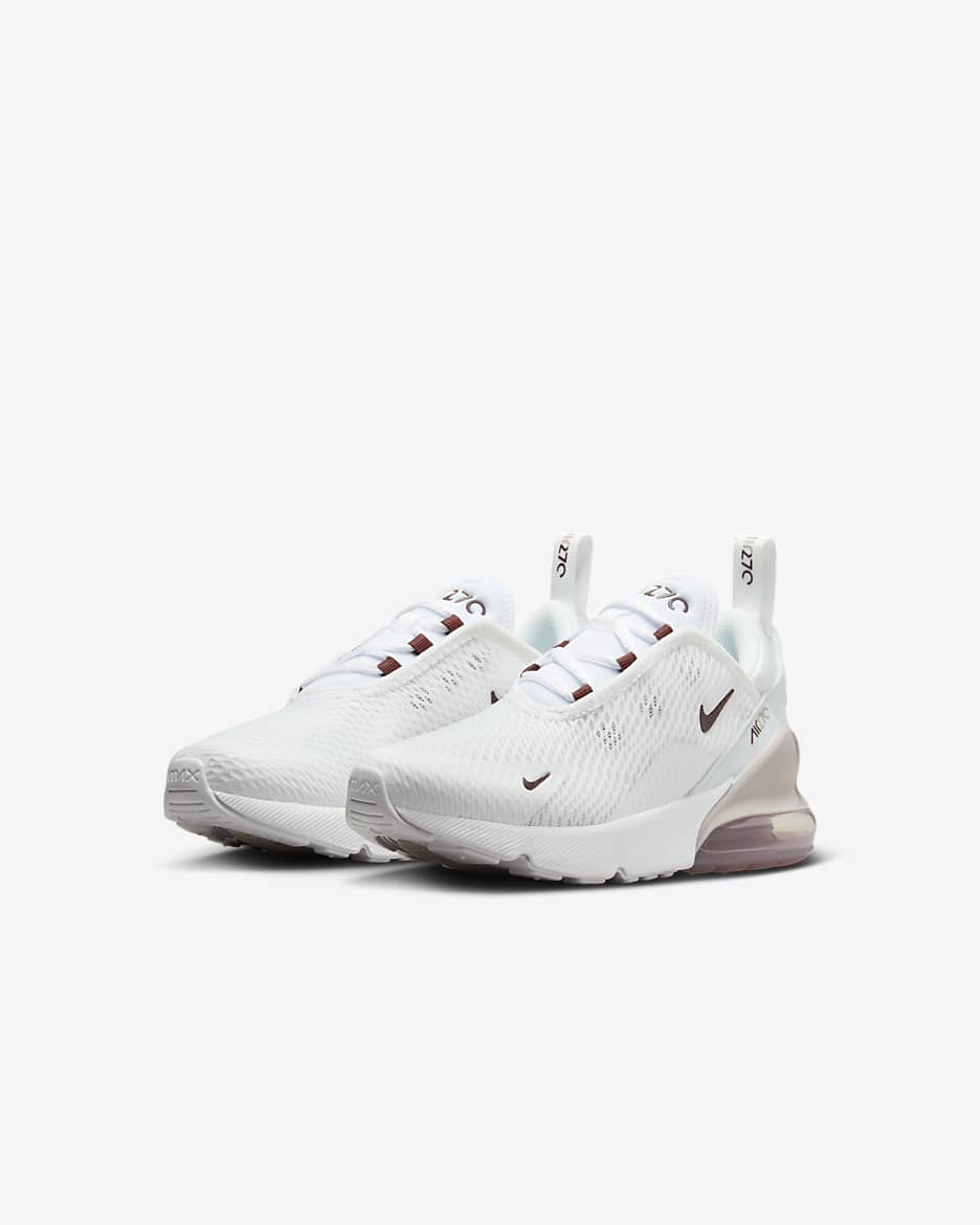 Tenis para niños de preescolar Nike Air Max 270 - Blanco/Violeta platino/Burdeos enérgico