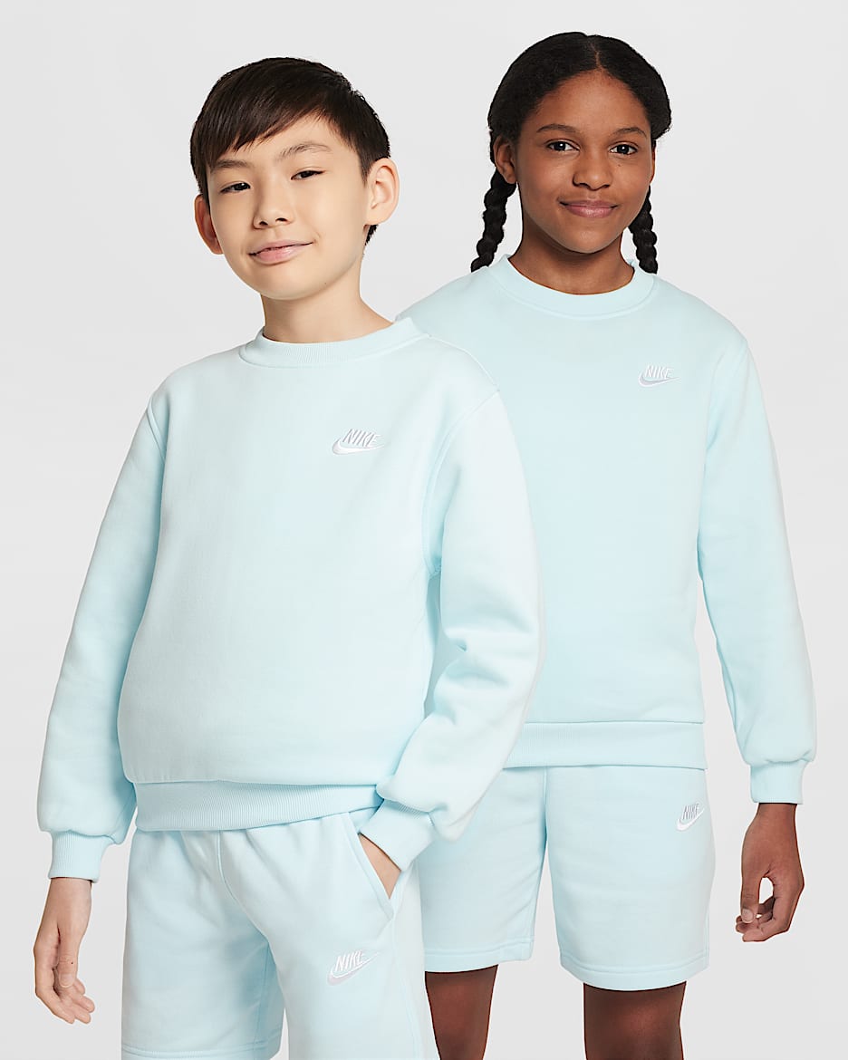 Nike Sportswear Club Fleece Older Kids' Sweatshirt - Glacier Blue/White