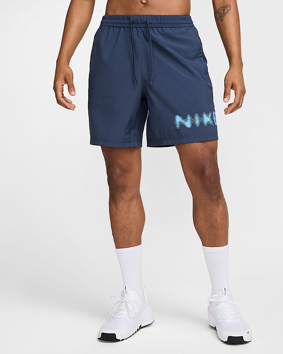 Shorts versátiles Dri-FIT de 18 cm sin forro para hombre Nike Form - Trueno azul/Negro