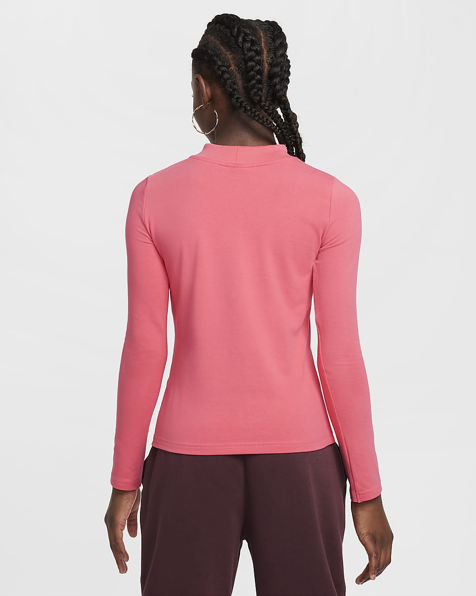 Haut à manches longues Nike Sportswear pour fille - Aster Pink/Blanc