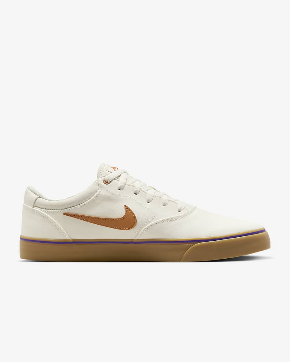 Nike SB Chron 2 Canvas Skate Shoe - Summit White/Summit White/Gum Light Brown/Monarch