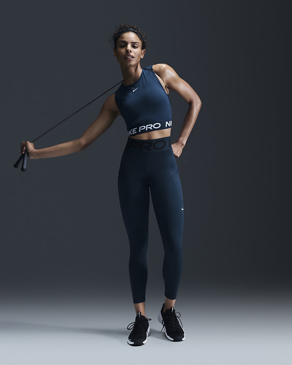 Nike Pro Sculpt Women's High-Waisted 7/8 Leggings with Pockets - Armory Navy/White