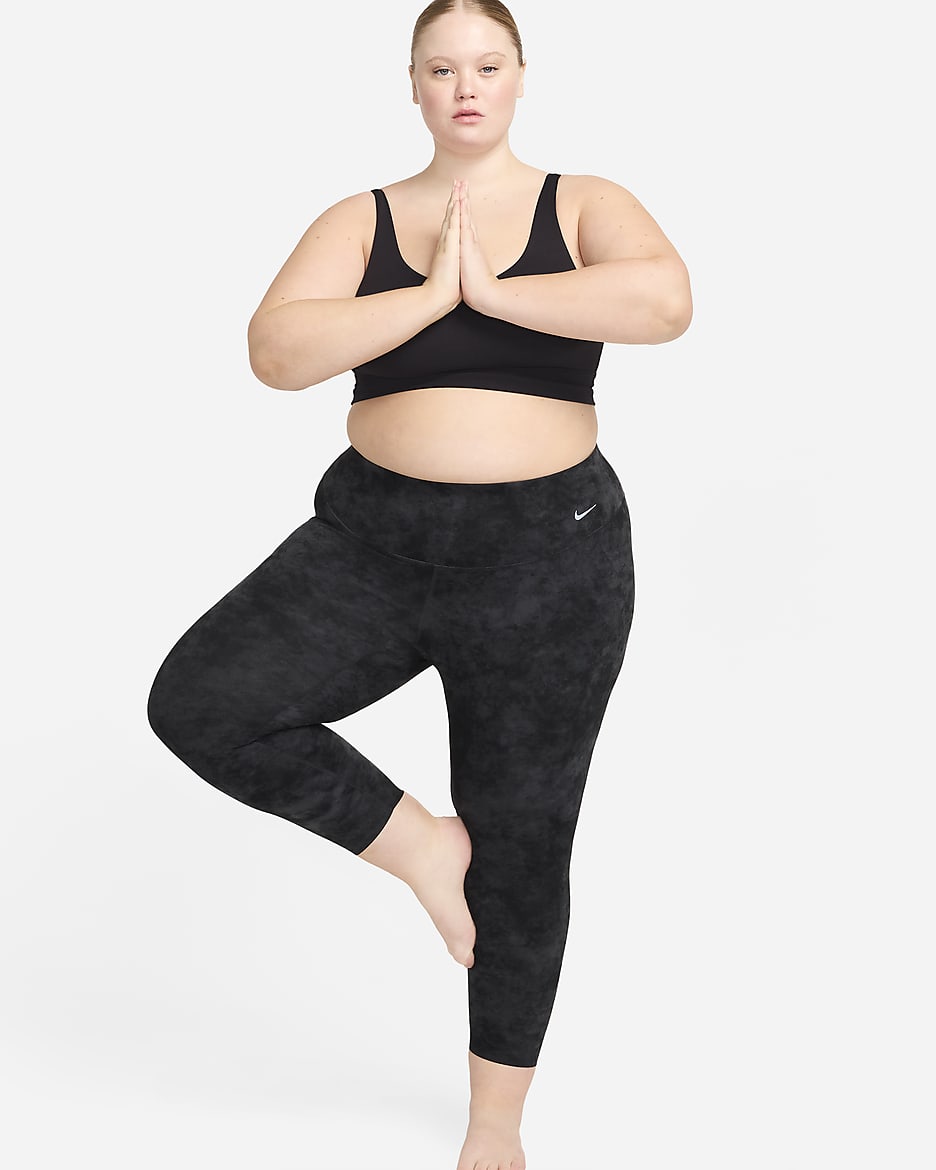 Nike Zenvy Tie-Dye Women's Gentle-Support High-Waisted 7/8 Leggings (Plus Size) - Black/Black