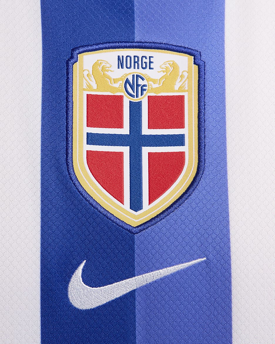 Maglia da calcio replica Nike Dri-FIT Norvegia (squadra maschile) 2024/25 Stadium da uomo – Home - Team Red/Blue Void/Bianco