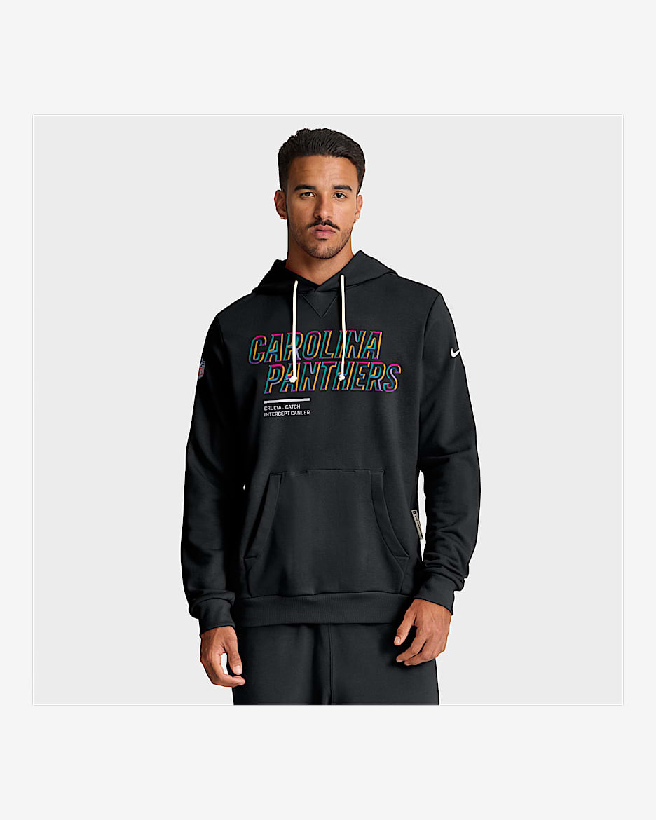 Carolina Panthers Crucial Catch Sideline Men's Nike Dri-FIT NFL Pullover Hoodie - Black