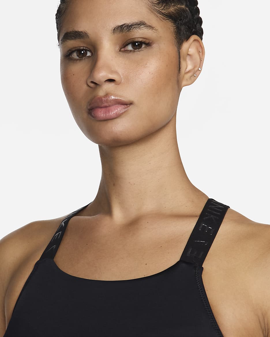 Top Midkini de cuello alto para mujer Nike Swim HydraLock Fusion - Negro