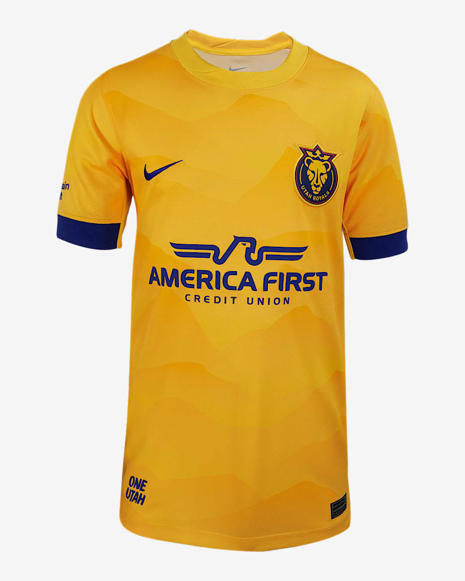 Utah Royals FC 2025 Stadium Home Big Kids' Nike Dri-FIT NWSL Replica Jersey - Varsity Maize/University Gold