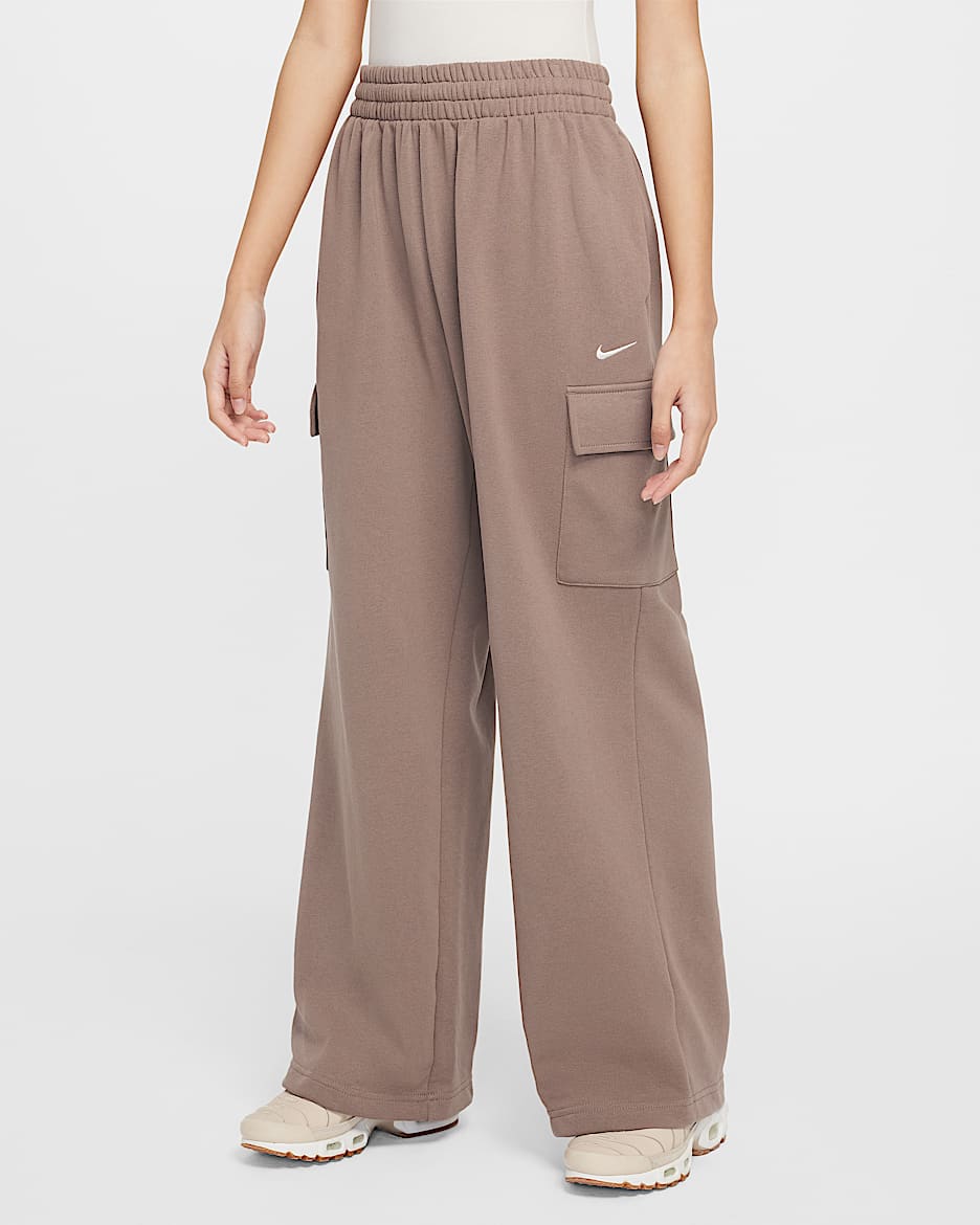 Pantalon oversize en tissu Fleece Dri-FIT Nike Sportswear pour fille - Mink Brown