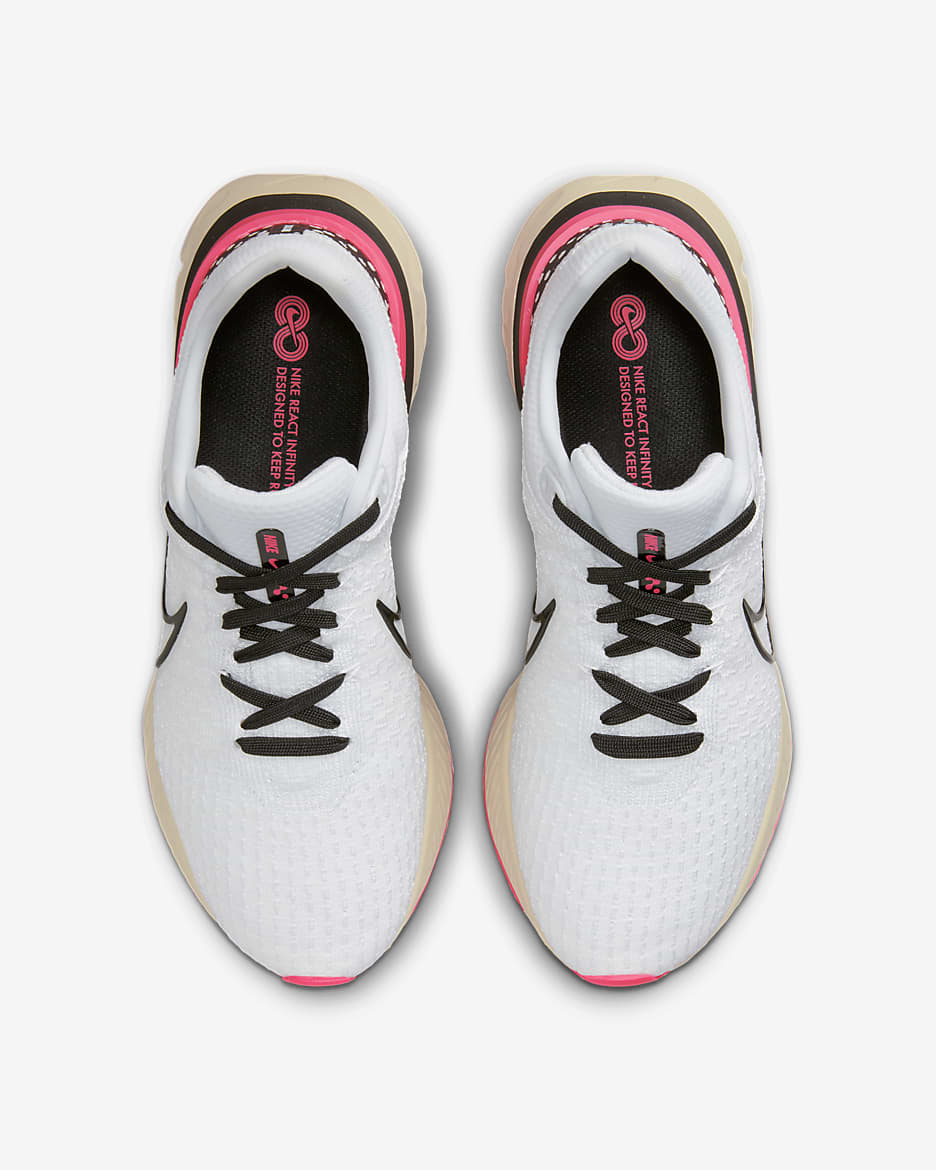 Calzado de running en carretera para hombre Nike React Infinity 3 - Blanco/Blanco perla/Hiperrosa/Negro