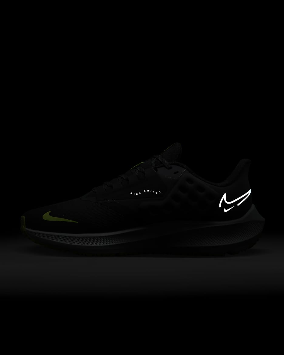 Nike Pegasus 39 Shield Women's Weatherised Road Running Shoes - Black/Dark Smoke Grey/Volt/White