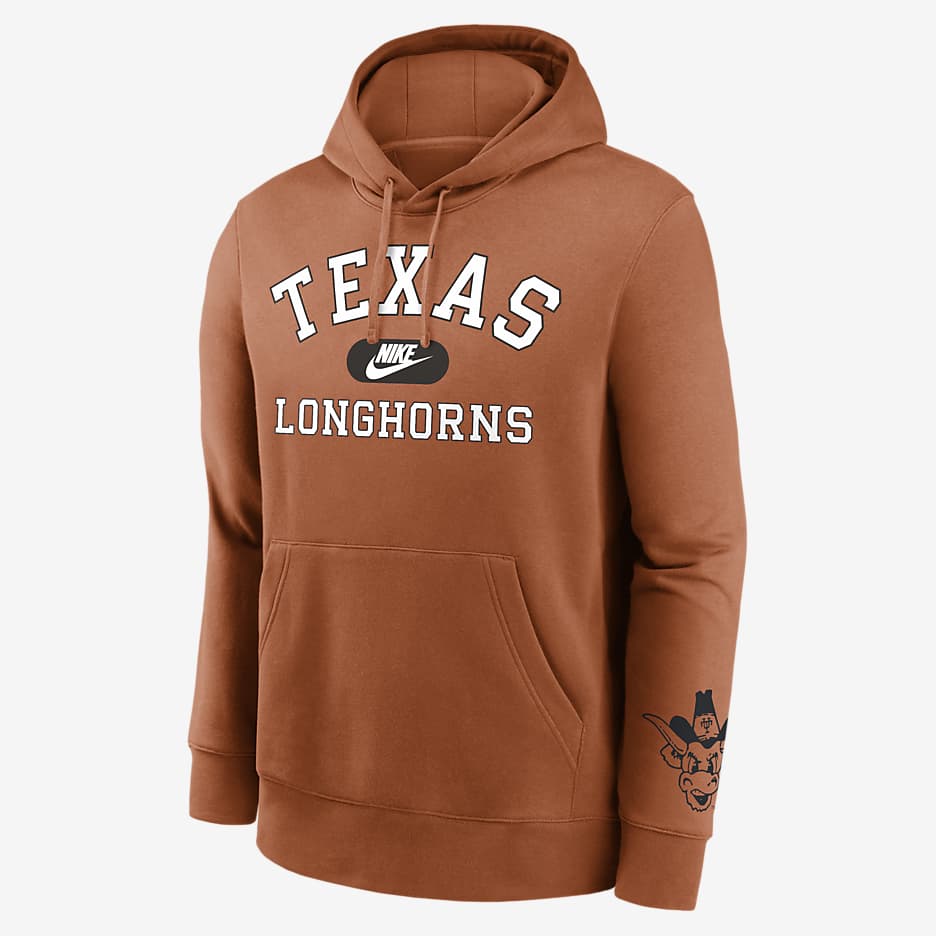 Texas Longhorns Legacy Club Foundational Men's Nike College Pullover Hoodie - Desert Orange