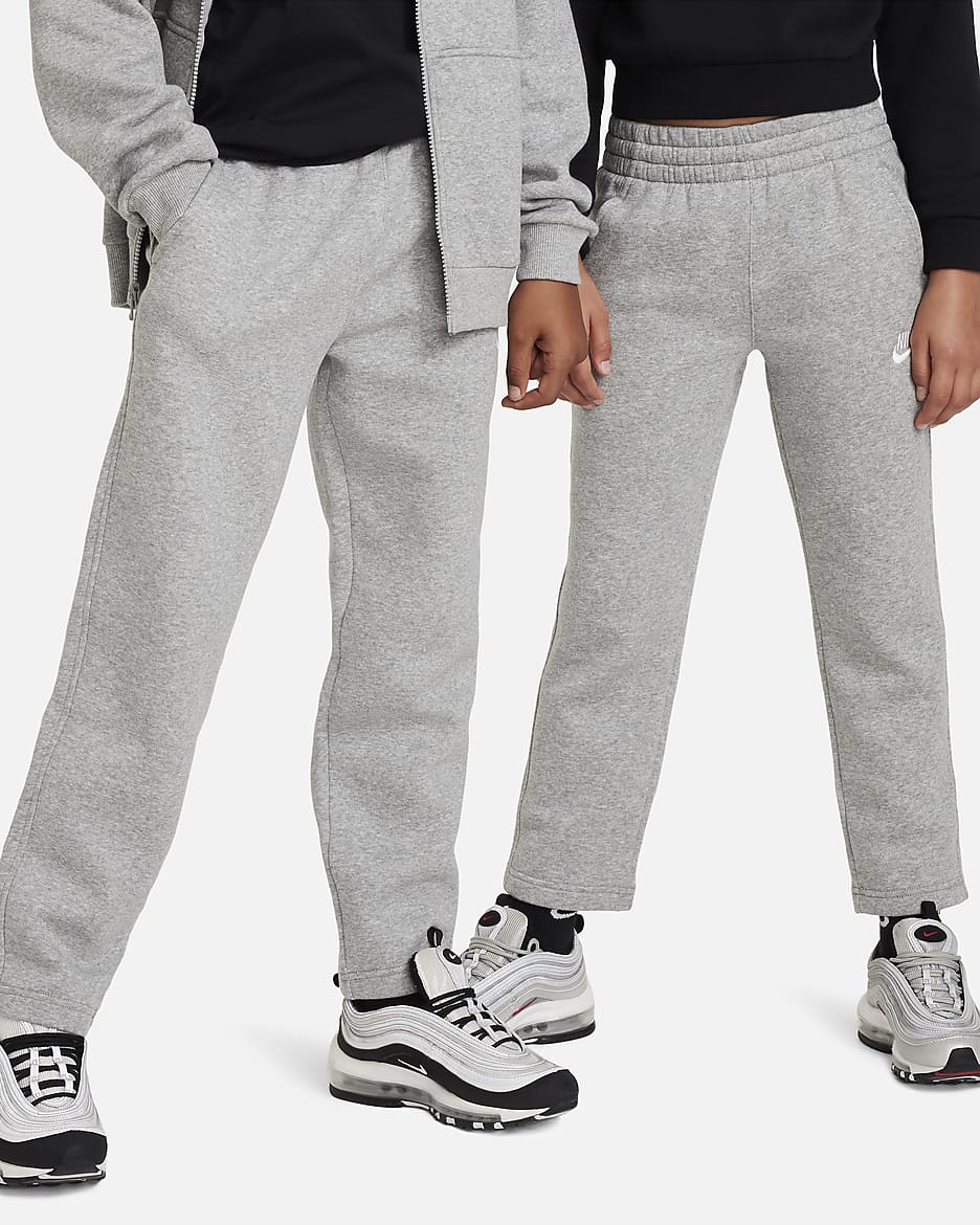 Pantalones con dobladillo abierto para niño talla grande Nike Sportswear Club Fleece - Gris oscuro jaspeado/Gris básico/Blanco