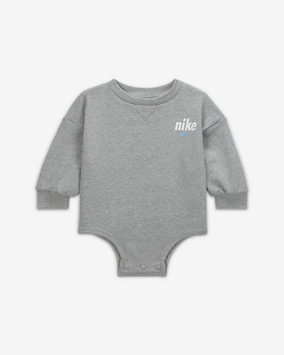 Enterito de cuello redondo para bebé Nike E1D1 (12-24 meses) - Gris oscuro jaspeado