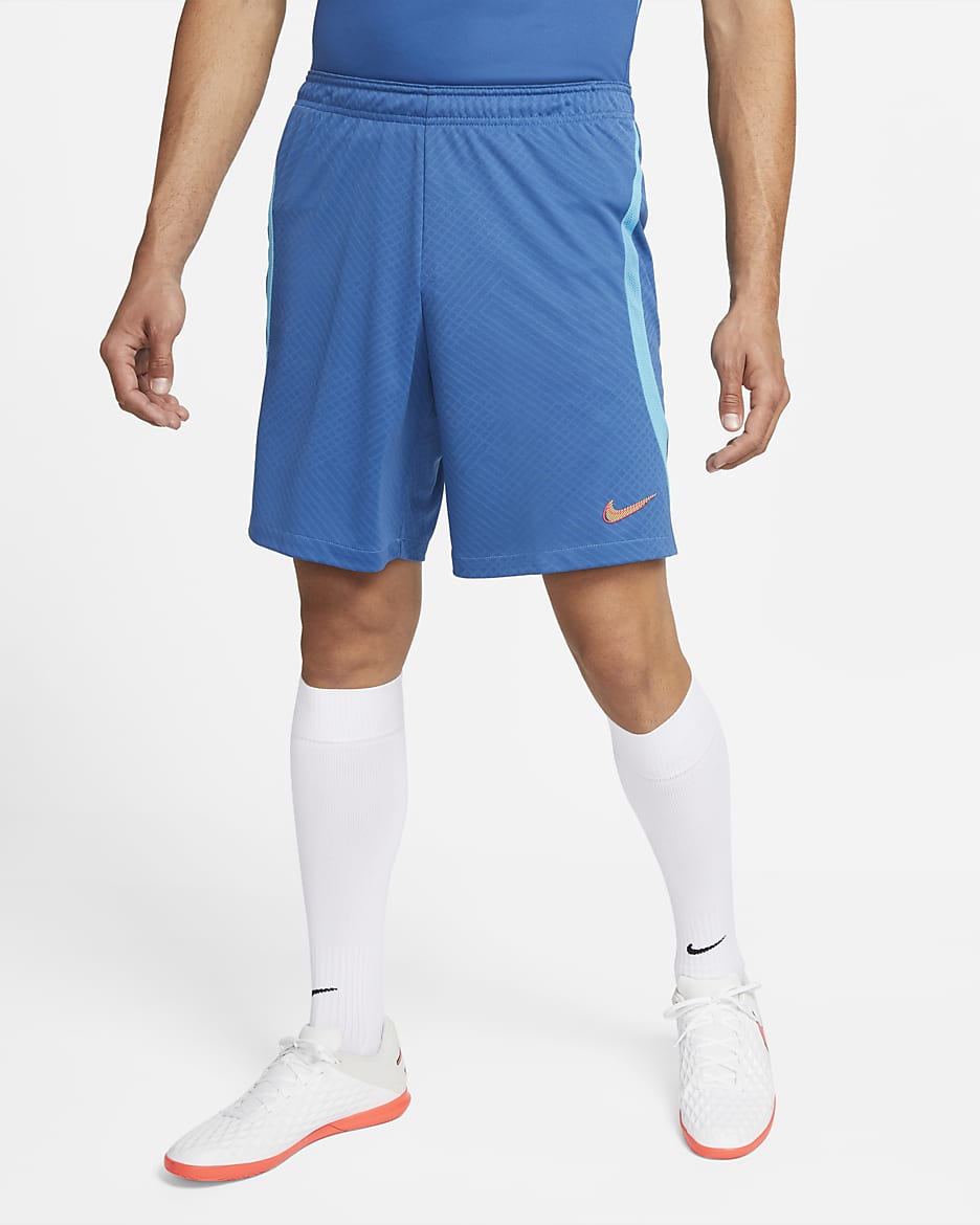 Shorts de fútbol para hombre Nike Dri-FIT Strike  - Azul puerto deportivo oscuro/Azul cloro/Rojo sirena