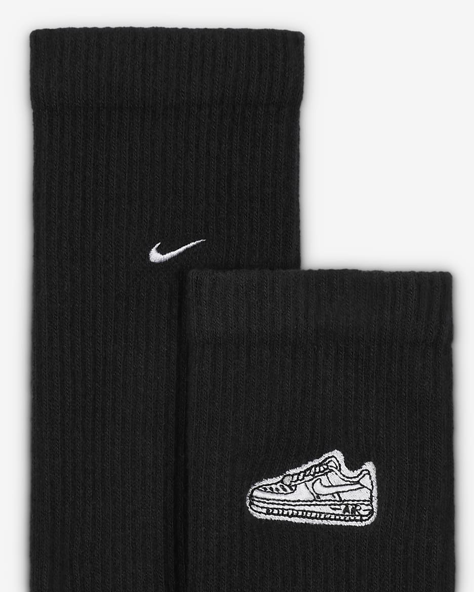 Nike Everyday Plus Calcetines largos acolchados (1 par) - Negro/Blanco