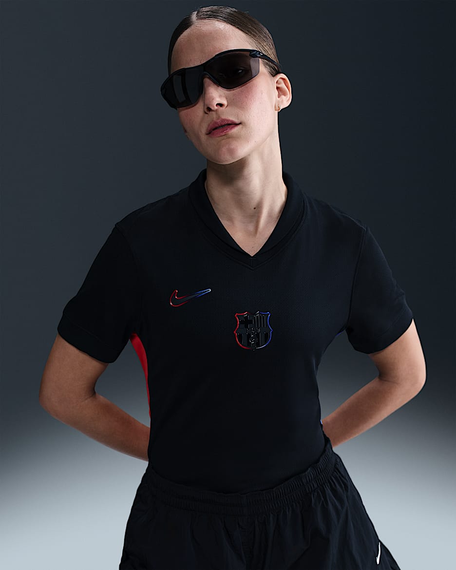 F.C. Barcelona 2024/25 Stadium Away Women's Nike Dri-FIT Football Replica Shirt - Black/University Red/Black