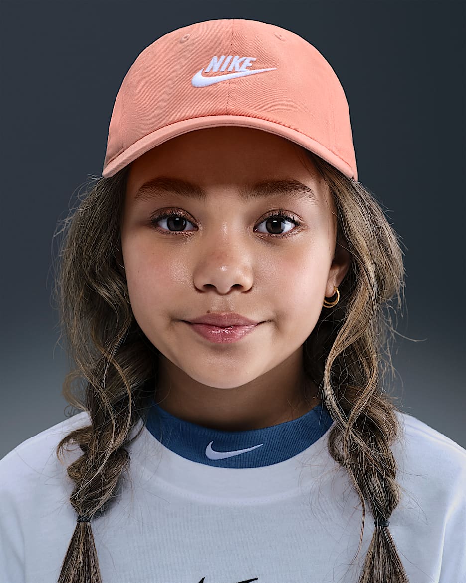 Gorra desestructurada Futura Wash para niños Nike Club - Ágata melocotón/Blanco