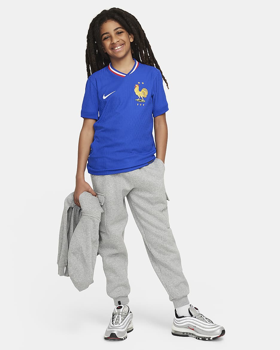 FFF 2024/25 Match Nike Dri-FIT ADV autentisk fotballdrakt til store barn (herrelaget, hjemmedrakt)  - Bright Blue/University Red/Hvit