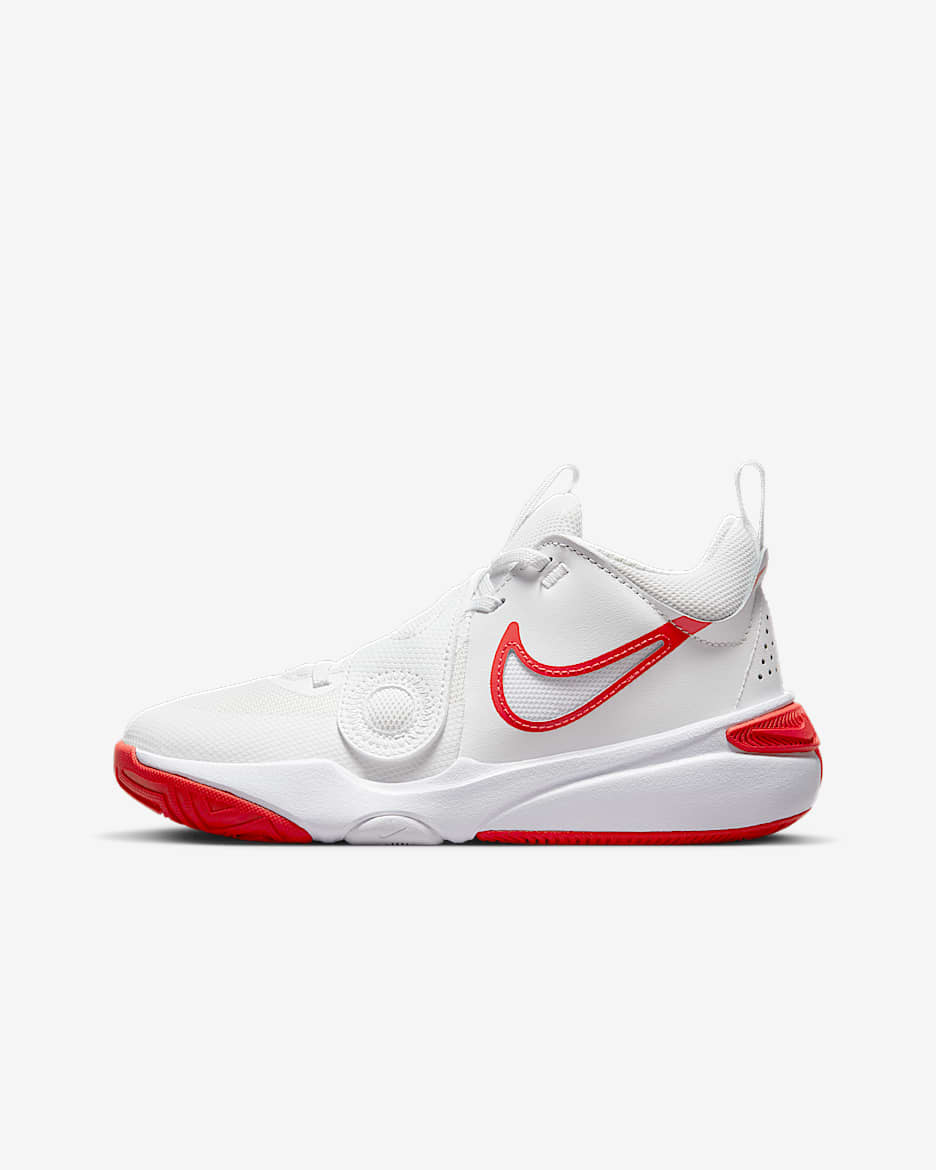 Nike Team Hustle D 11 Older Kids' Basketball Shoes - Summit White/White/Track Red