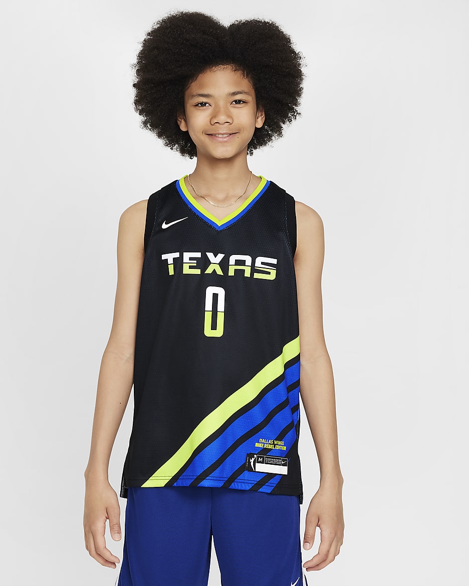 Maillot Nike Dri-FIT WNBA Swingman Satou Sabally Dallas Wings 2023 Rebel Edition pour ado (garçon) - Noir
