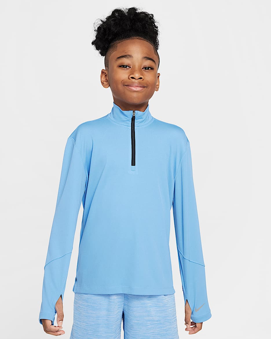 Nike Multi Big Kids' (Boys') Dri-FIT UV Long-Sleeve 1/2-Zip Top - Blue Beyond