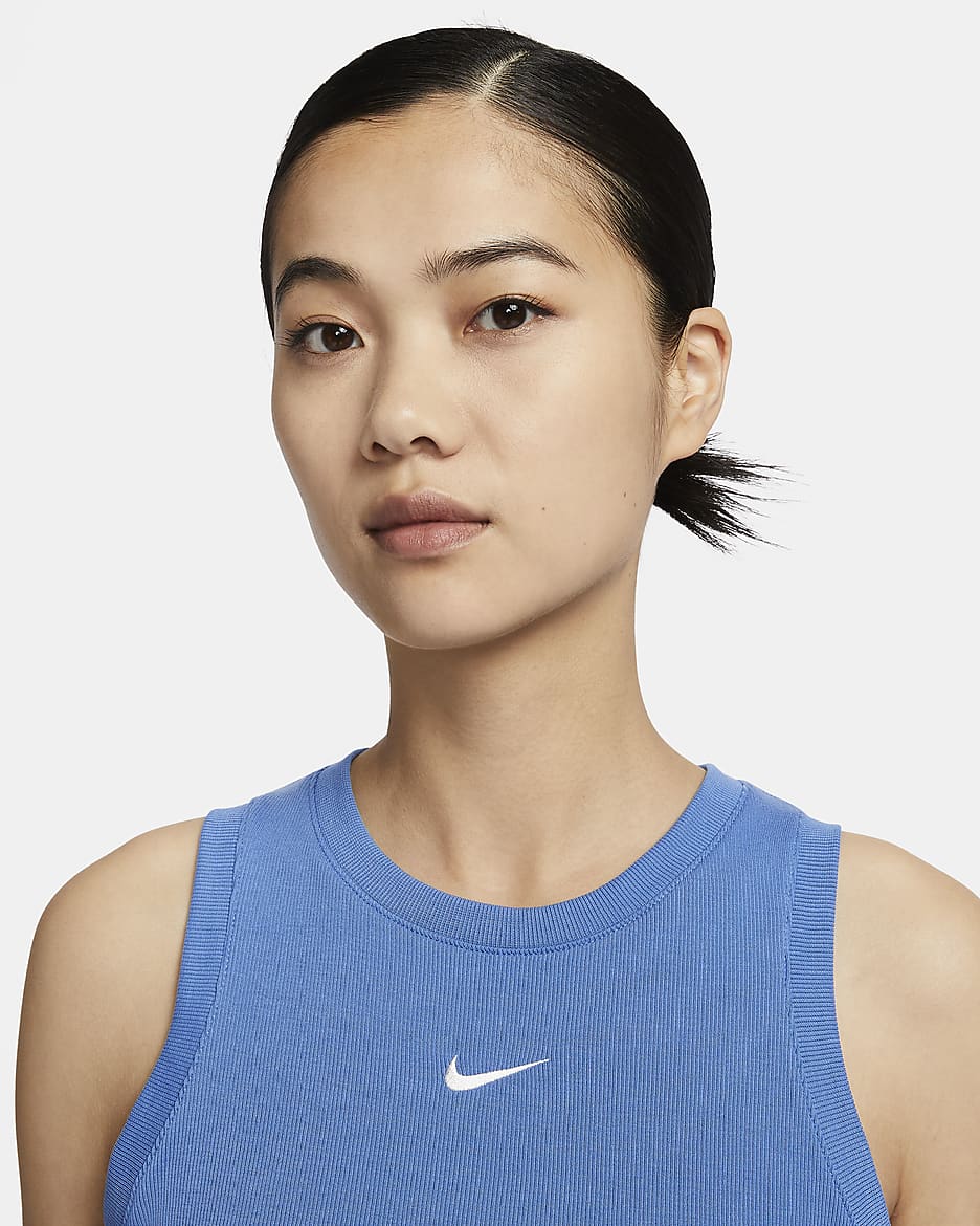 Nike Sportswear Essentials 女款羅紋短版背心 - Star Blue/Sail