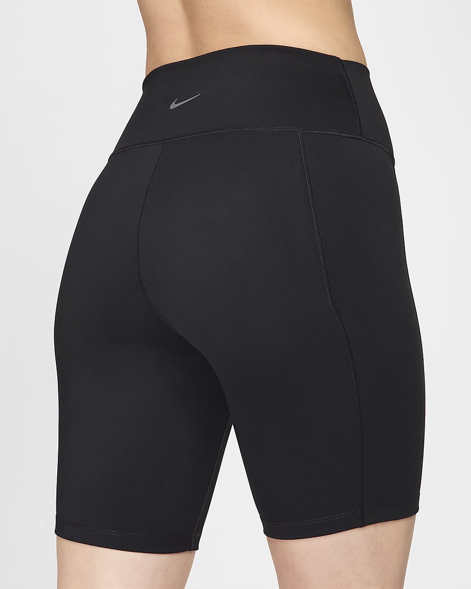 Cykelshorts Nike One Leak Protection: Mensshorts med hög midja 20 cm för kvinnor - Svart/Svart