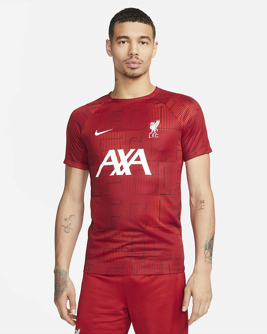 Liverpool FC Academy Pro Men's Nike Dri-FIT Pre-Match Soccer Top - Gym Red/Gym Red/White