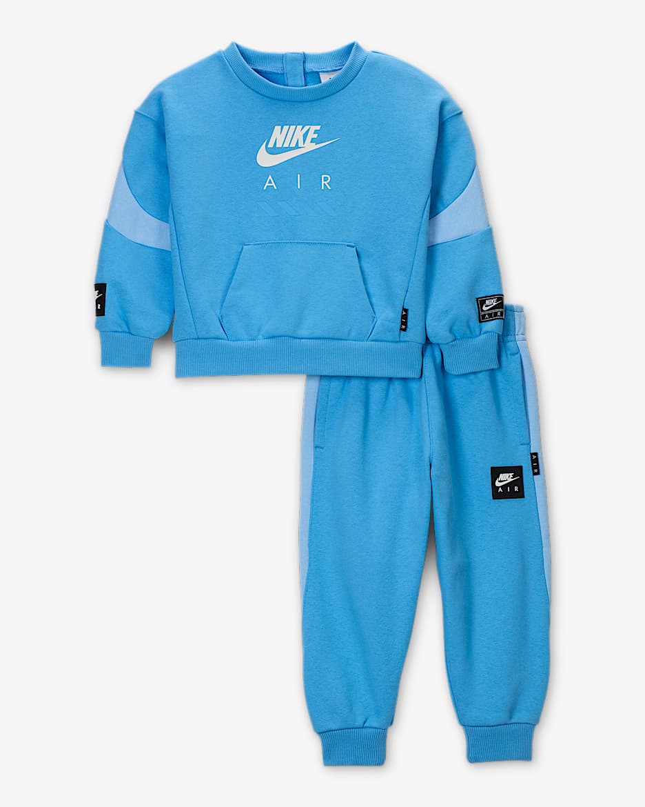 Conjunto de 2 piezas de sudadera de cuello redondo de tejido Fleece Air para bebé Nike Sportswear - Azul universitario