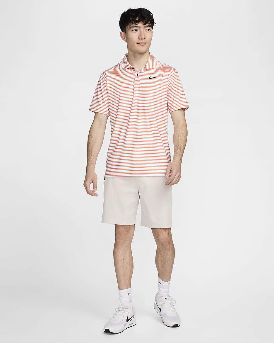 Nike Tour Men's Dri-FIT Striped Golf Polo - Madder Root/Black