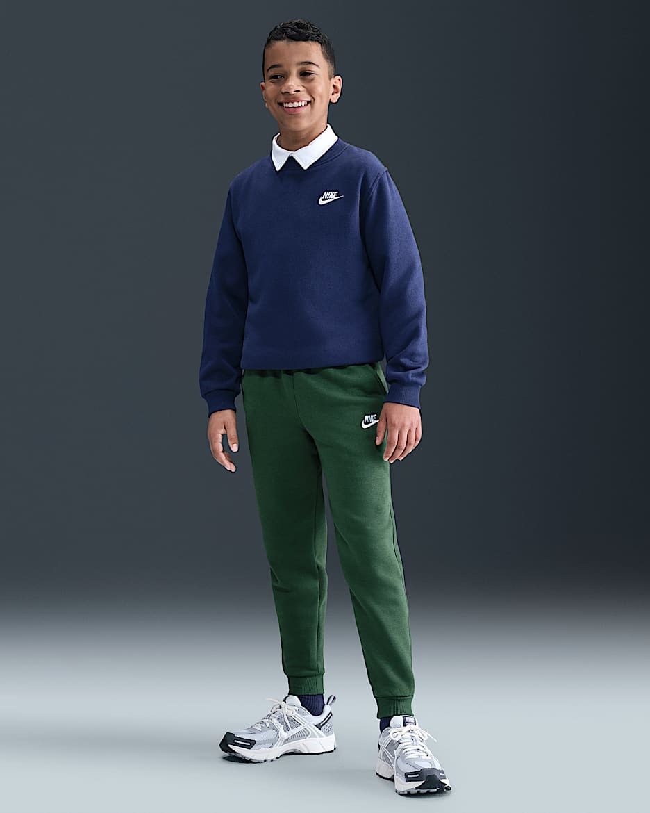 Joggers Nike Sportswear Club Fleece para niños talla grande - Abeto/Blanco