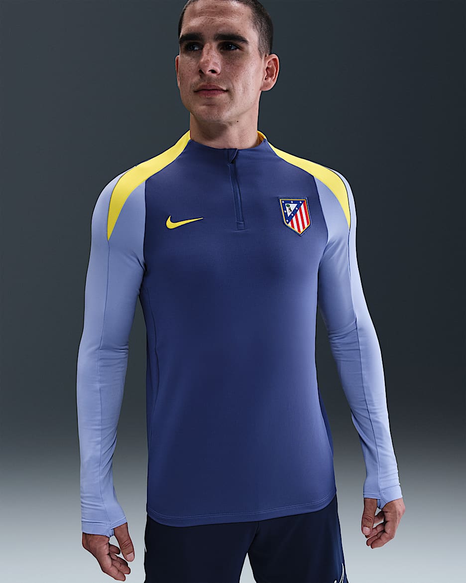 Atlético Madrid Strike Nike Dri-FIT Fußball-Drill-Oberteil für Herren - Dark Purple Dust/Light Thistle/Vibrant Yellow/Vibrant Yellow