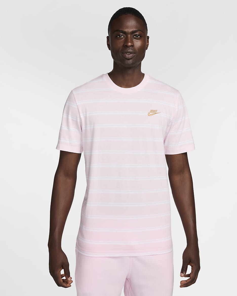 Nike Sportswear Men's Striped T-Shirt - Pink Foam