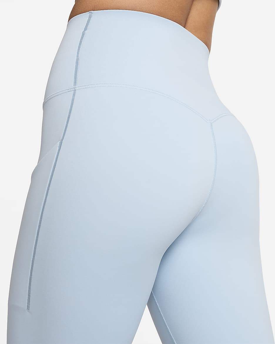 Nike Universa Women's Medium-Support High-Waisted 7/8 Leggings with Pockets - Light Armory Blue/Black